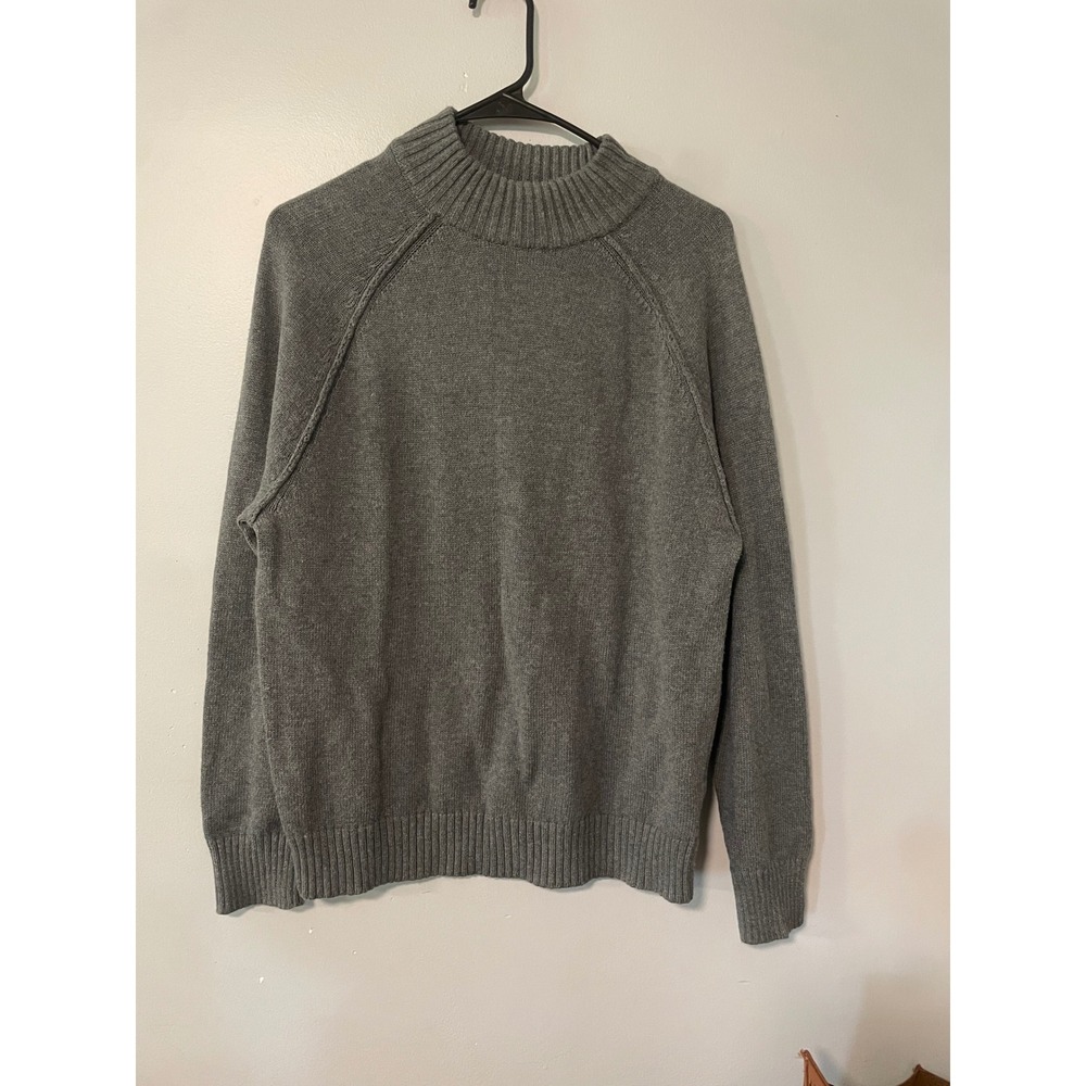 Colour Eighteen Womens Gray 100% Cotton Mock Neck Raglan Sleeve Sweater